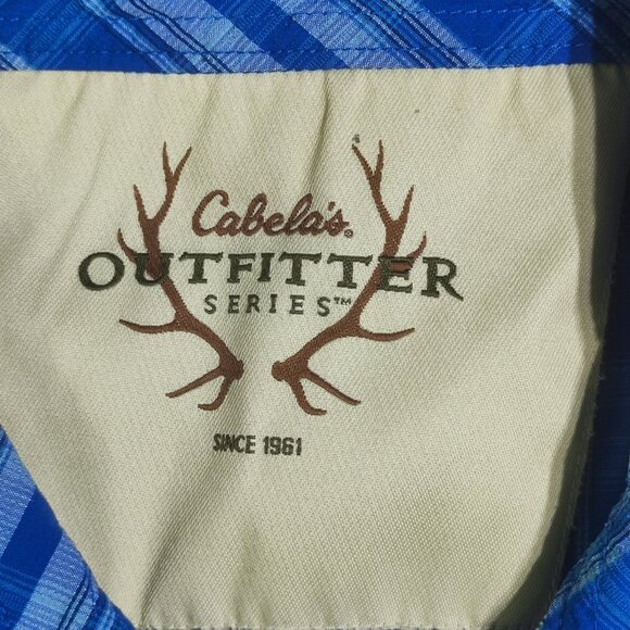 Cabela's Outfitter series button down shirt men's size 2XL light & dark blue - Picture 4 of 9